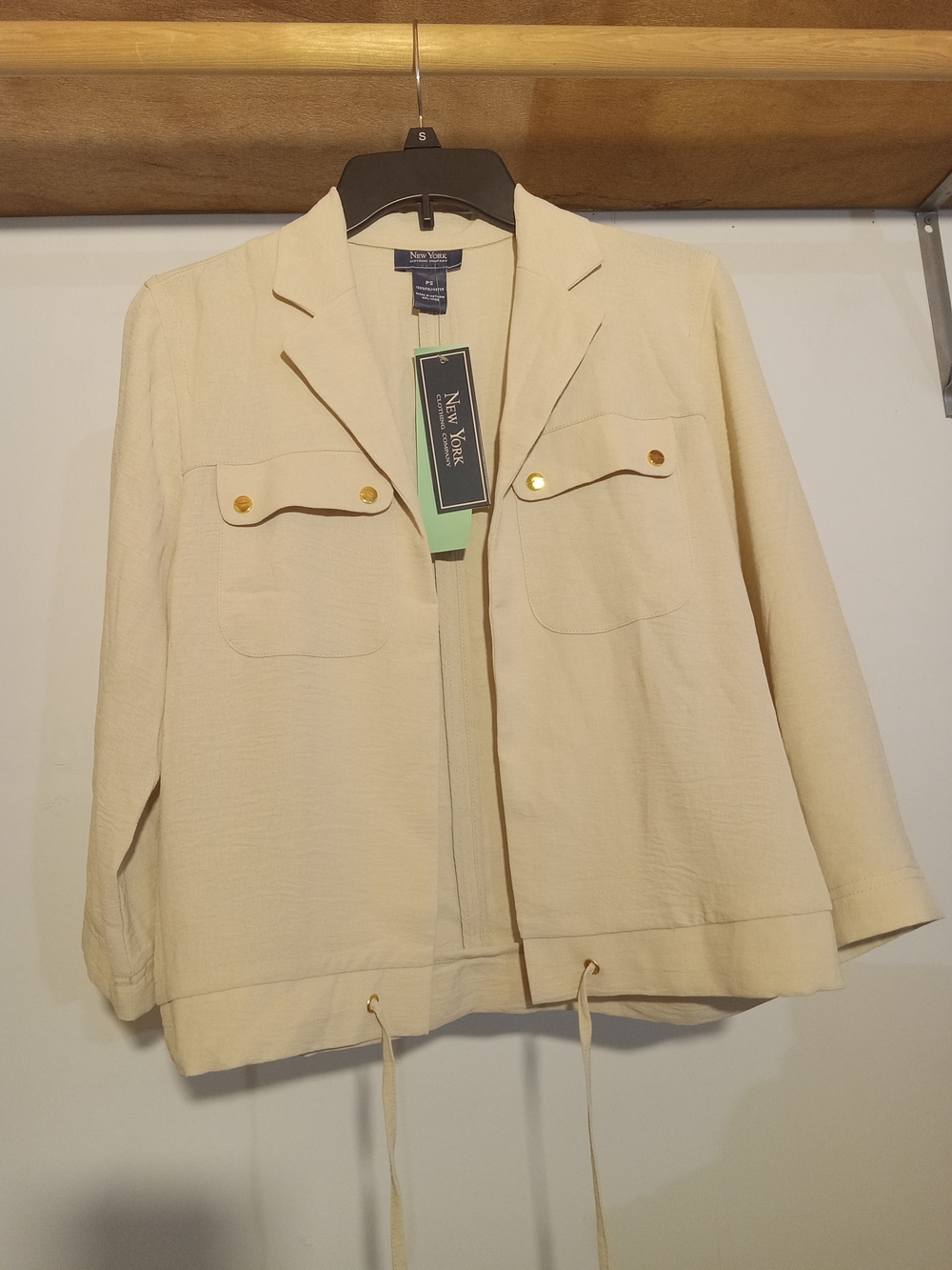New York & Company Cream Drawstring Hem Utility Jacket